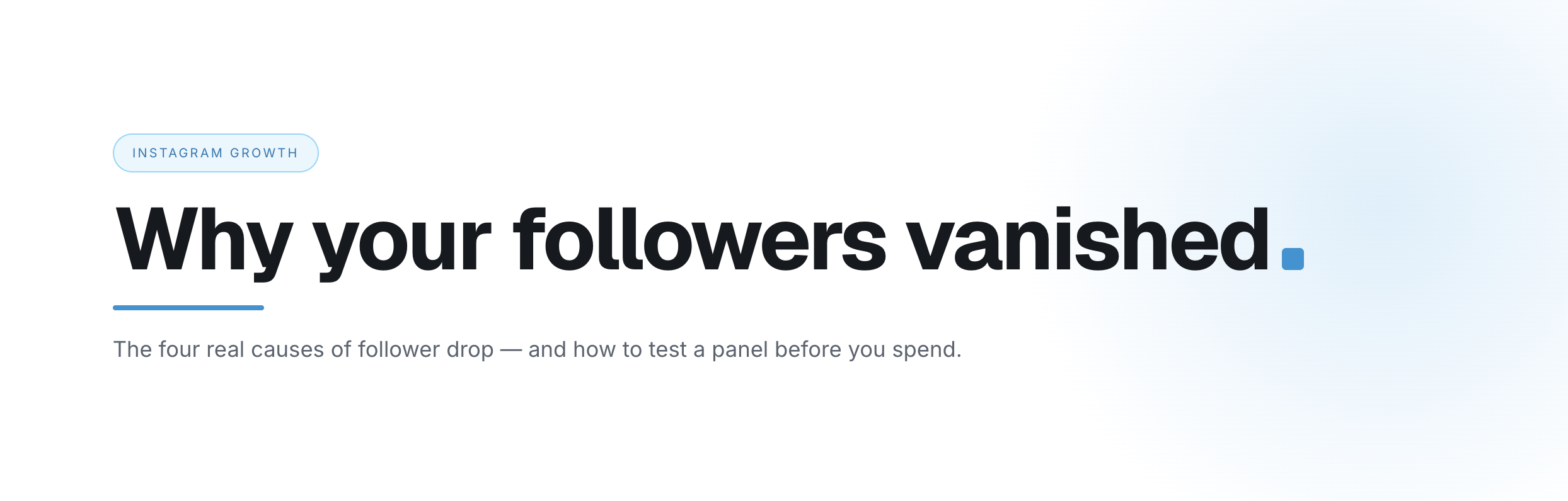 Why your followers vanished" on a black background